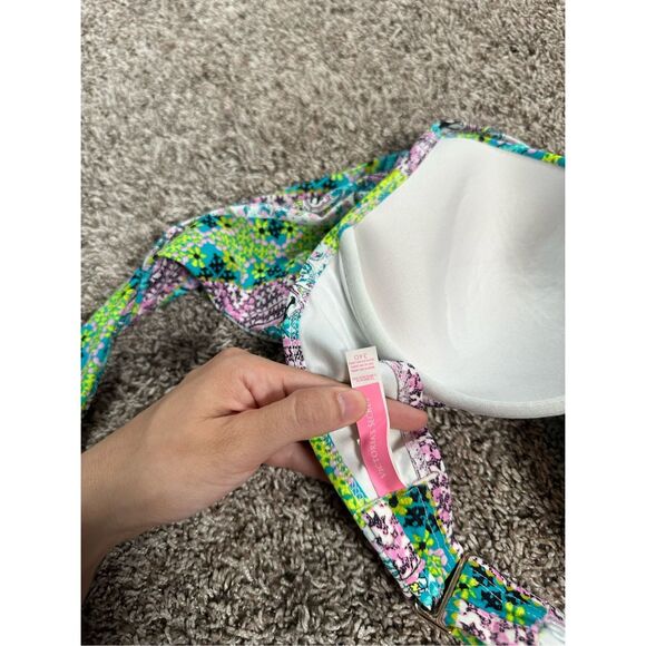 Victoria's Secret Wrap Tie Push-Up Bikini Top Multi Pattern Underwire Size 34D - Picture 4 of 7